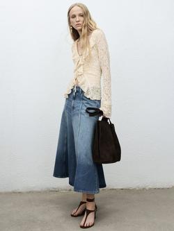 Mango Alice Denim Skirt, Mid Blue - view 2, Mid Blue