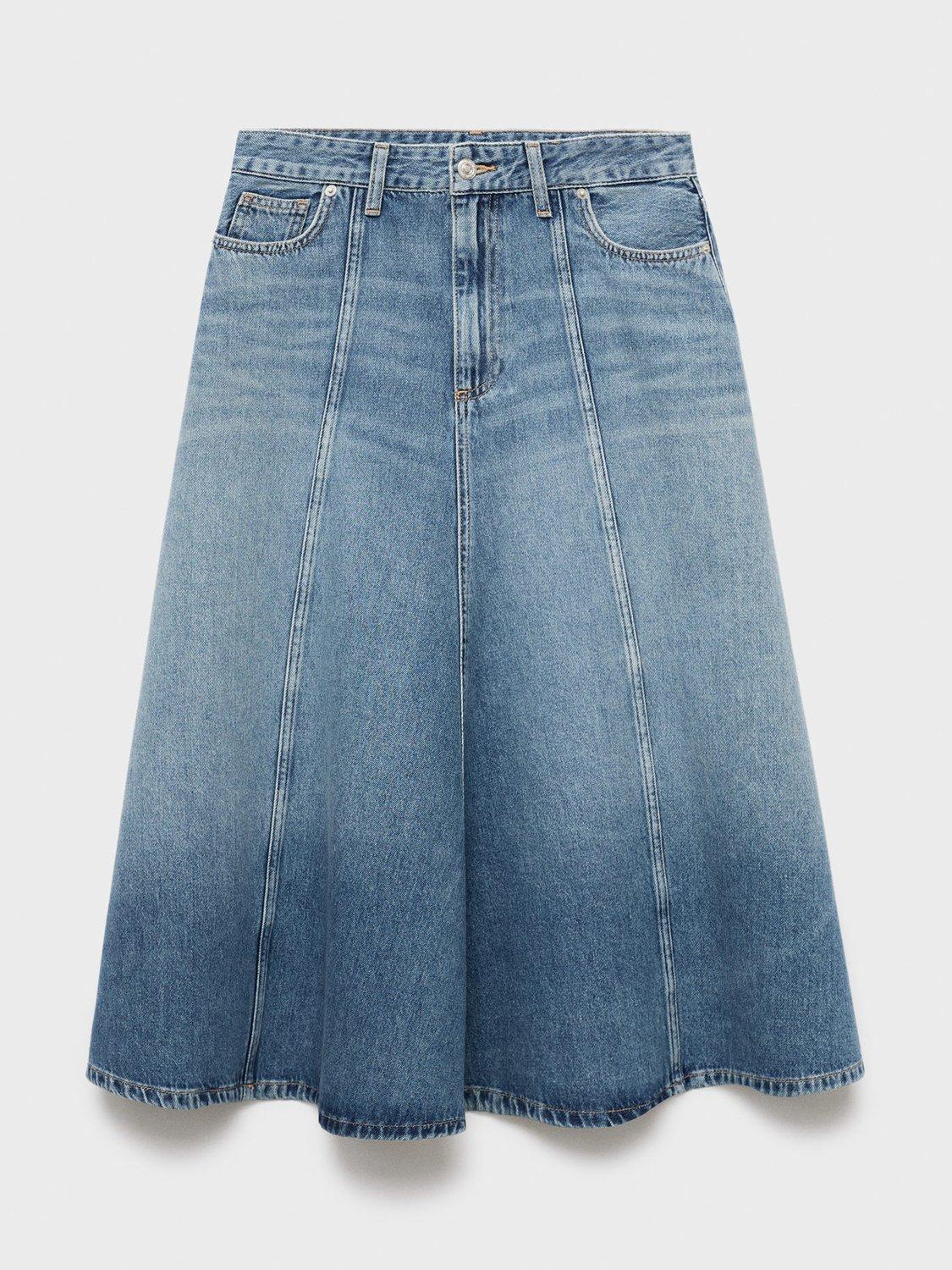 Product image 3 of 7, which shows Mango Alice Denim Skirt, Mid Blue, XS