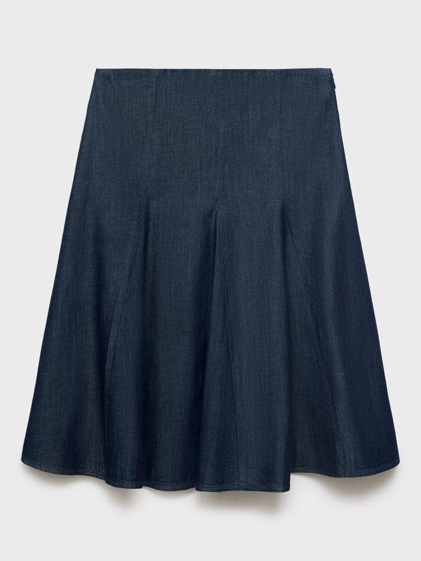 Product image 3 of 9, which shows Mango Blanes Flared Denim Skirt, Dark Blue, 4XL