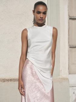 Mango Raida Satin Skirt, Pastel Pink, Pastel Pink