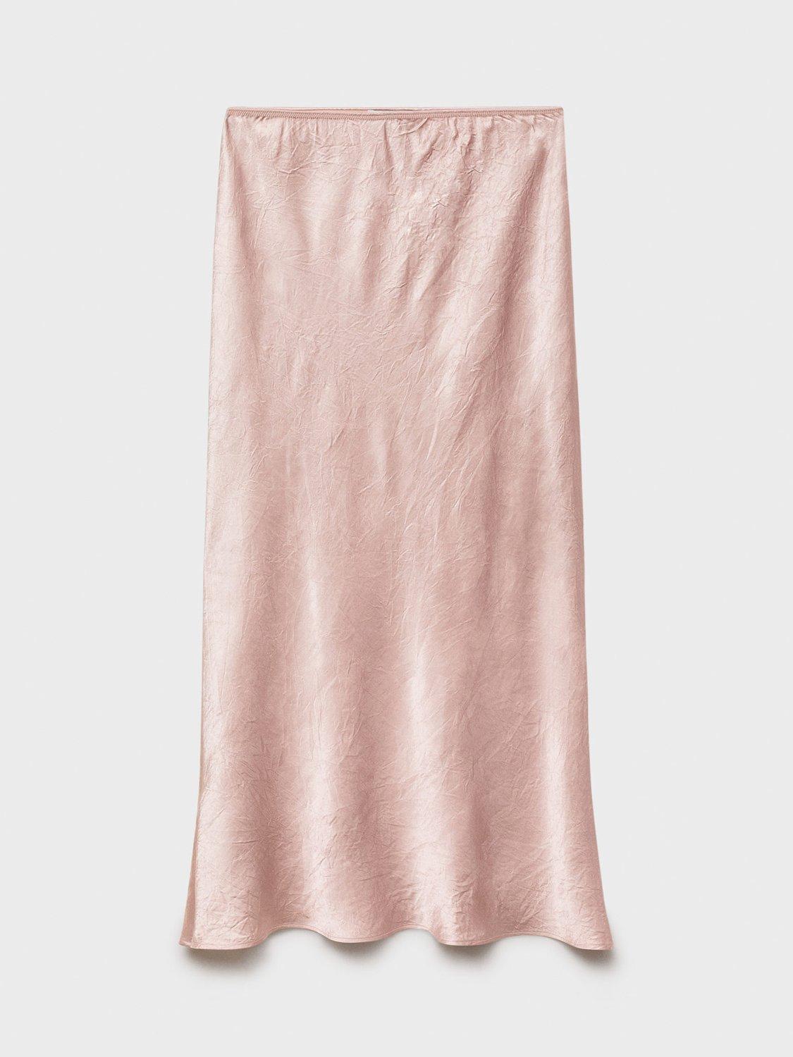Product image 3 of 7, which shows Mango Raida Satin Skirt, Pastel Pink, XXXL