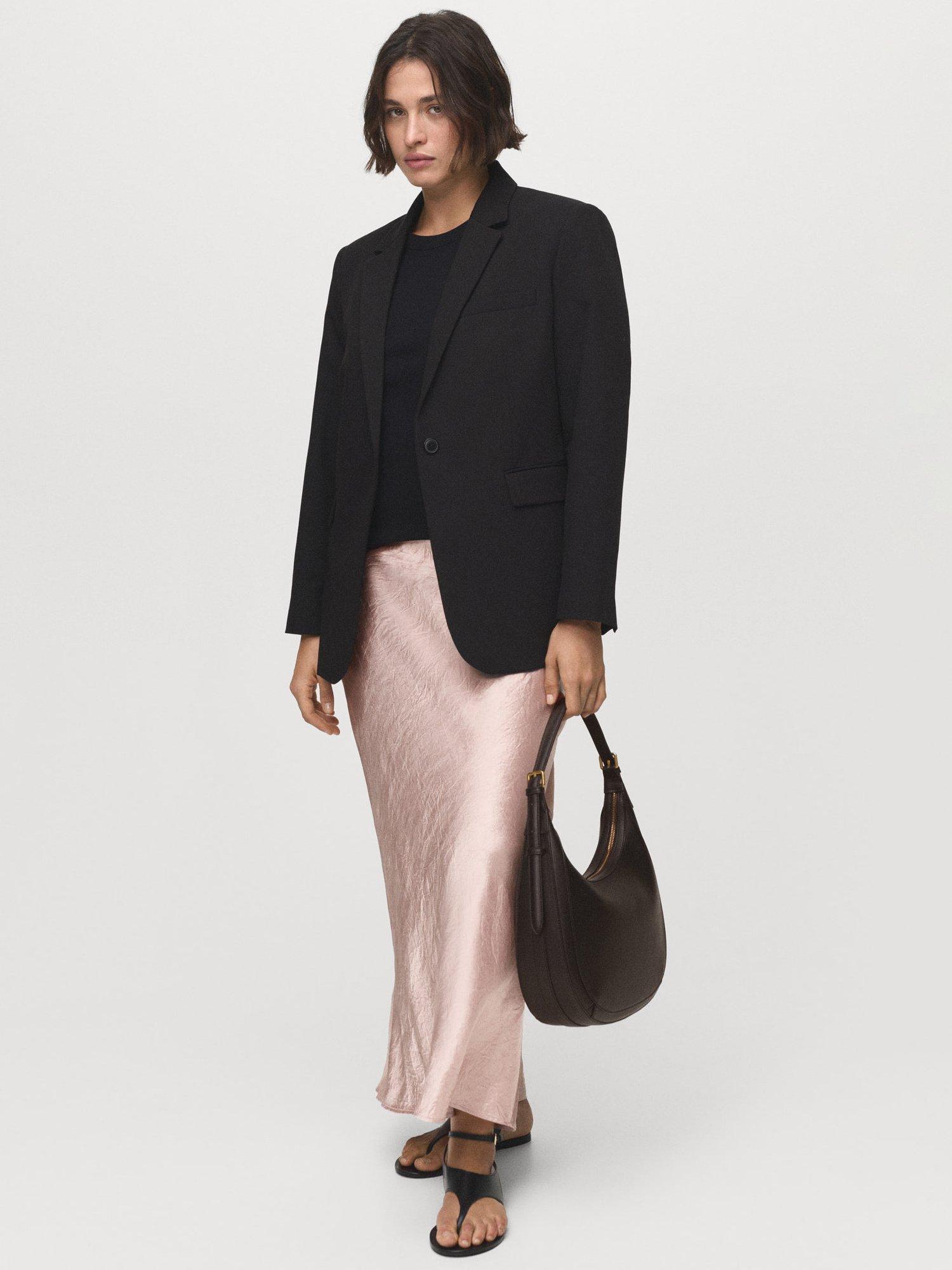 Product image 6 of 7, which shows Mango Raida Satin Skirt, Pastel Pink, XXXL