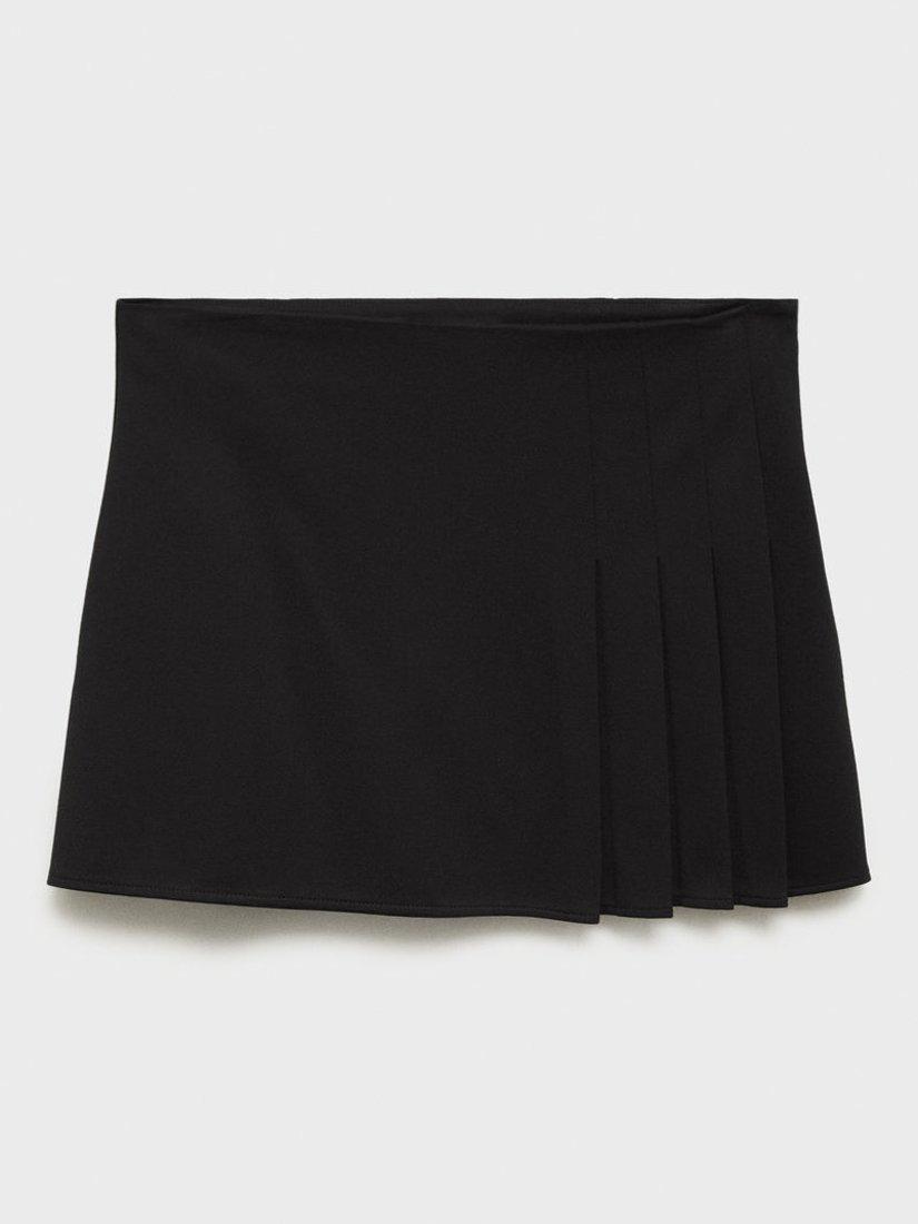 Product image 3 of 8, which shows Mango Jana Pleated Mini Skirt, Black, L