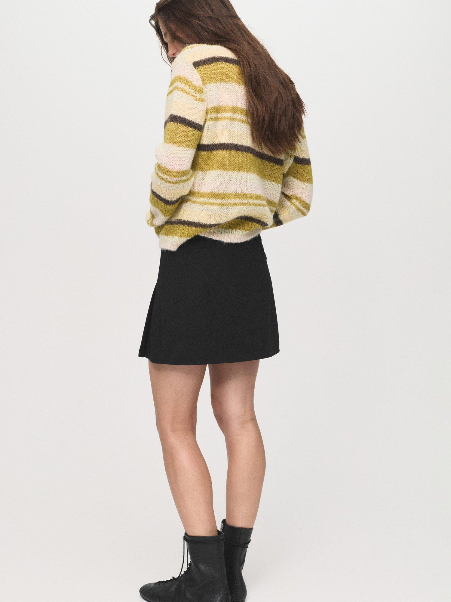 Product image 4 of 8, which shows Mango Jana Pleated Mini Skirt, Black, L