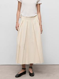 Mango Patri Pleated Skirt, Cream, Cream