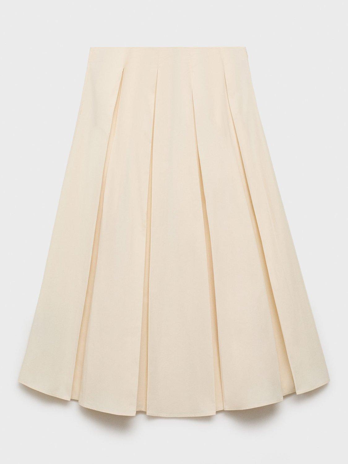 Product image 3 of 7, which shows Mango Patri Pleated Skirt, Cream, 8