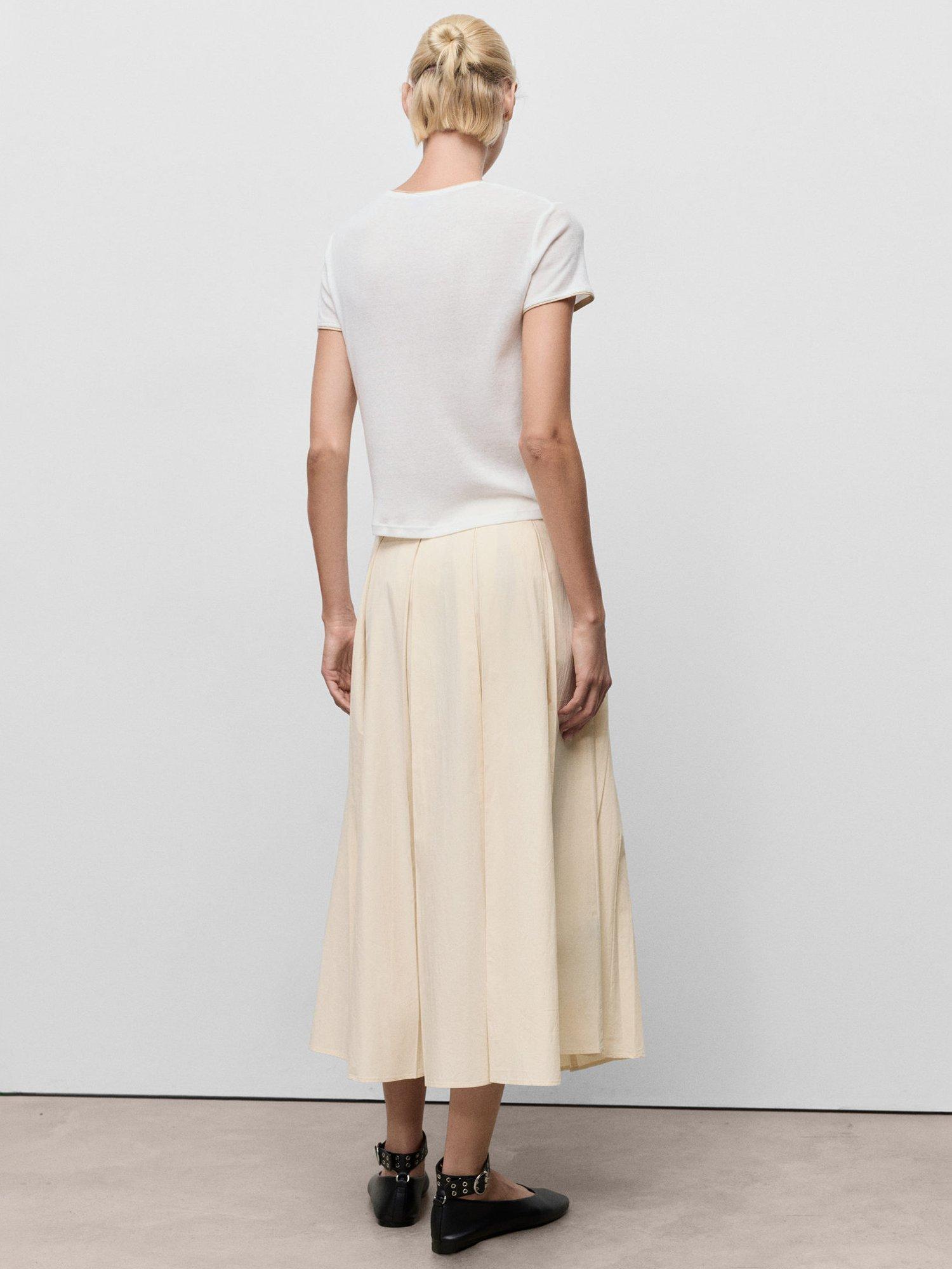 Product image 4 of 7, which shows Mango Patri Pleated Skirt, Cream, 8