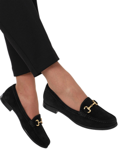 Jones Bootmaker Lex Wide Fit Suede Loafers - view 2, Black