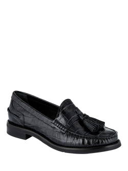 Jones Bootmaker Tiffany Leather Croc Moccasins - view 2, Black