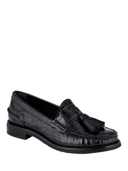 Jones Bootmaker Tiffany Leather Croc Moccasins - view 2, Black