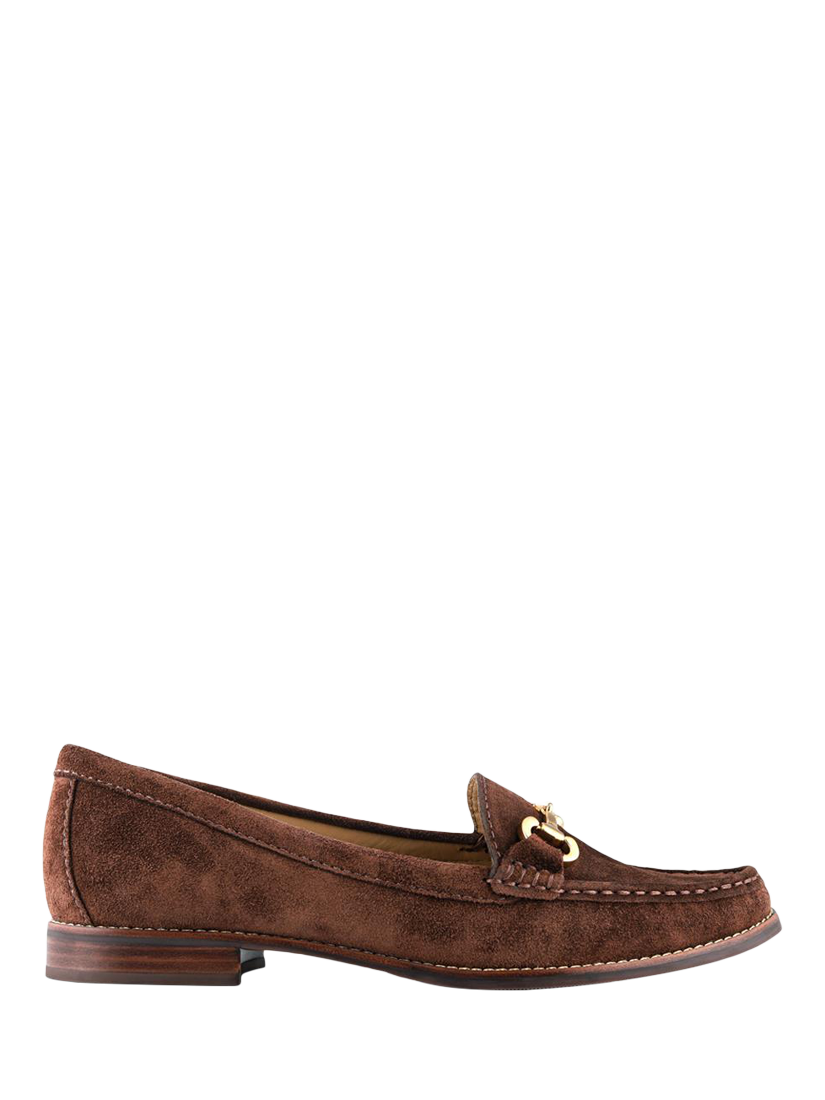 Product image 1 of 6, which shows Jones Bootmaker Lex Wide Fit Suede Loafers, Chocolate, 3W