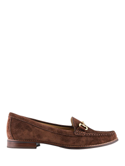 Jones Bootmaker Lex Wide Fit Suede Loafers, Chocolate