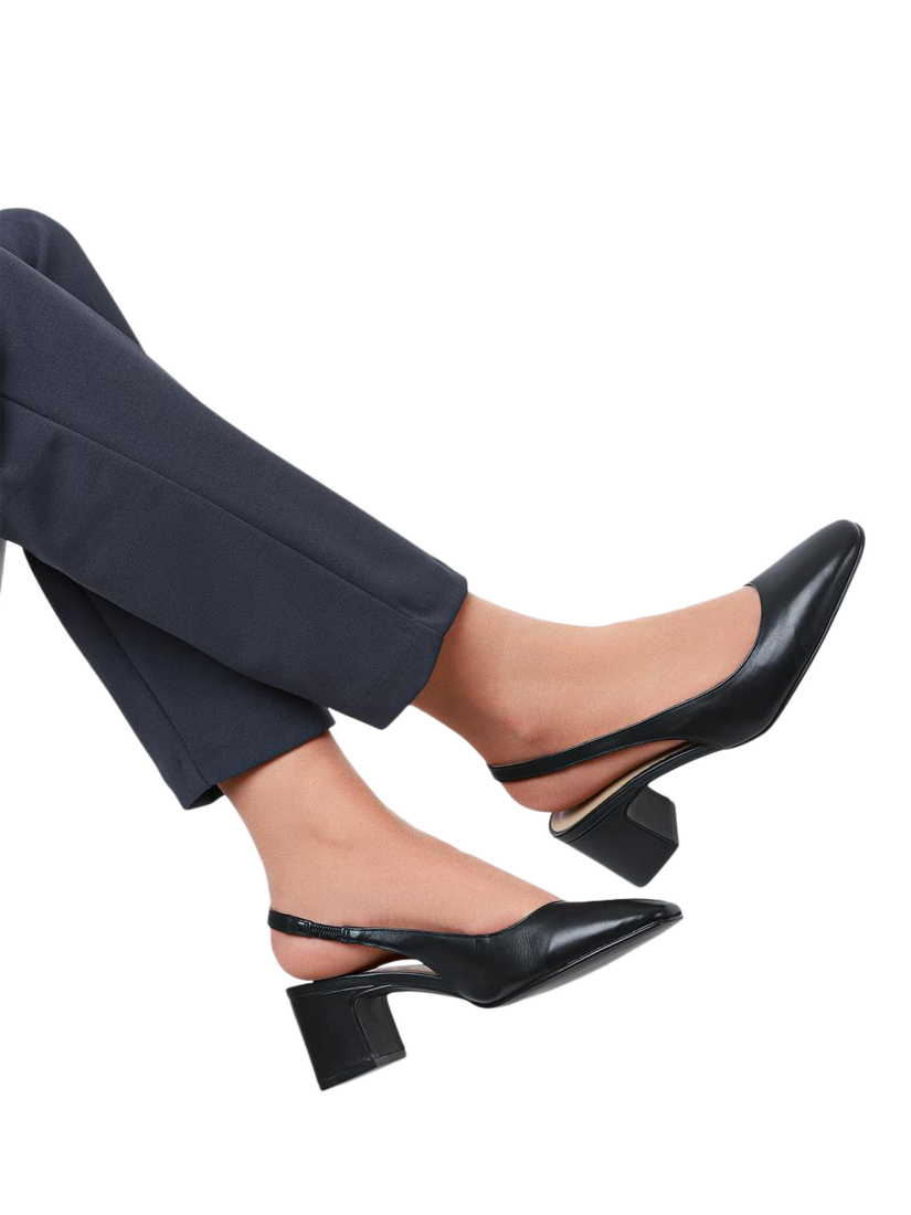 Product image 2 of 6, which shows Jones Bootmaker Xayna Leather Slingback Court Shoes, Black, 3