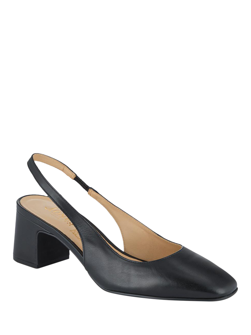 Product image 3 of 6, which shows Jones Bootmaker Xayna Leather Slingback Court Shoes, Black, 3