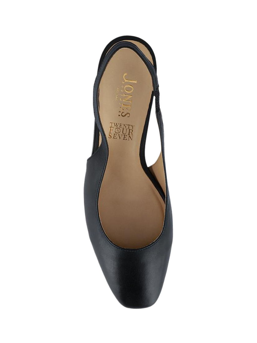 Product image 5 of 6, which shows Jones Bootmaker Xayna Leather Slingback Court Shoes, Black, 3