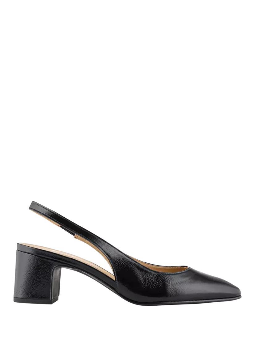 Jones Bootmaker Xayna Patent Leather Slingback Court Shoes, Black