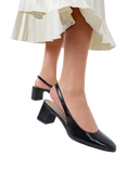 Jones Bootmaker Xayna Patent Leather Slingback Court Shoes, Black