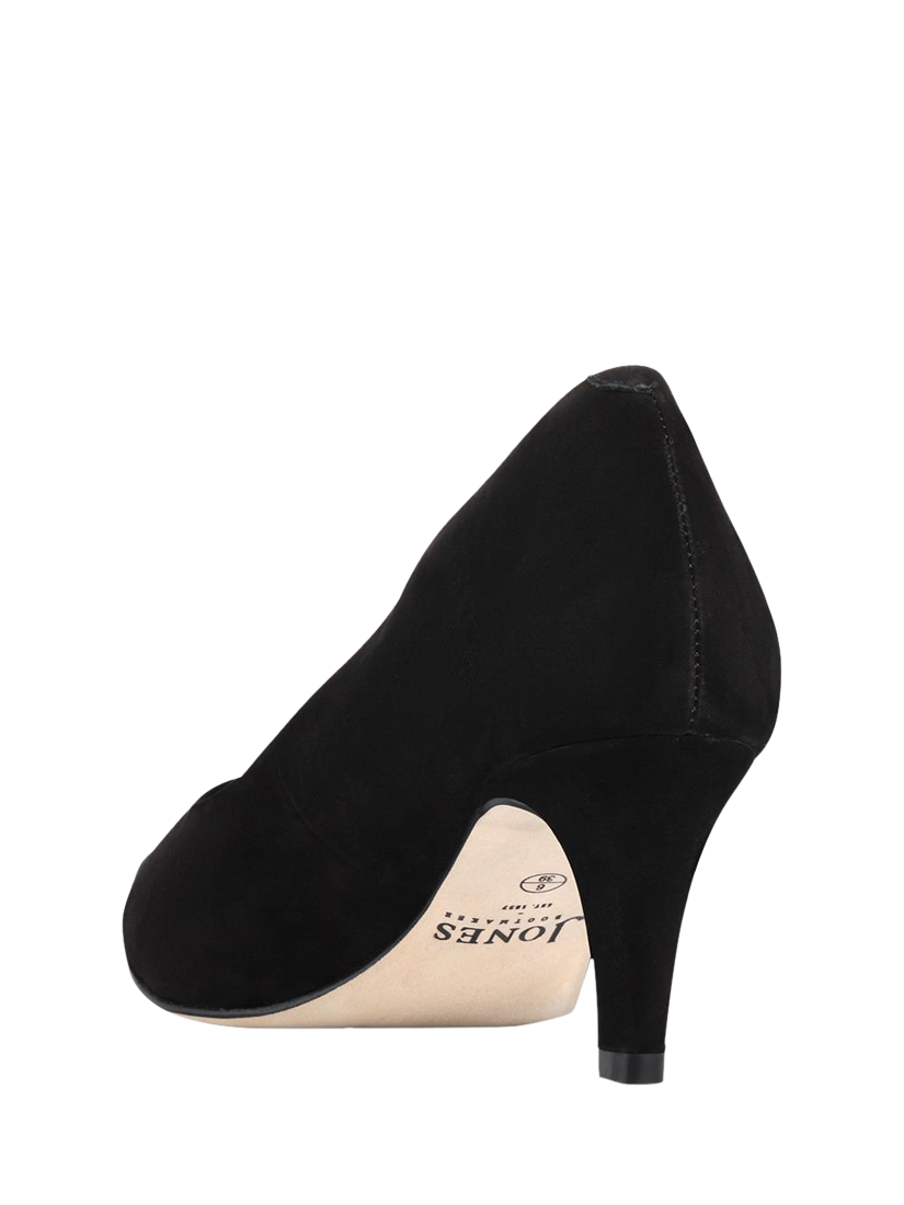 Product image 4 of 6, which shows Jones Bootmaker Xena Nubuck Stiletto Heel Court Shoes, Black, 6.5