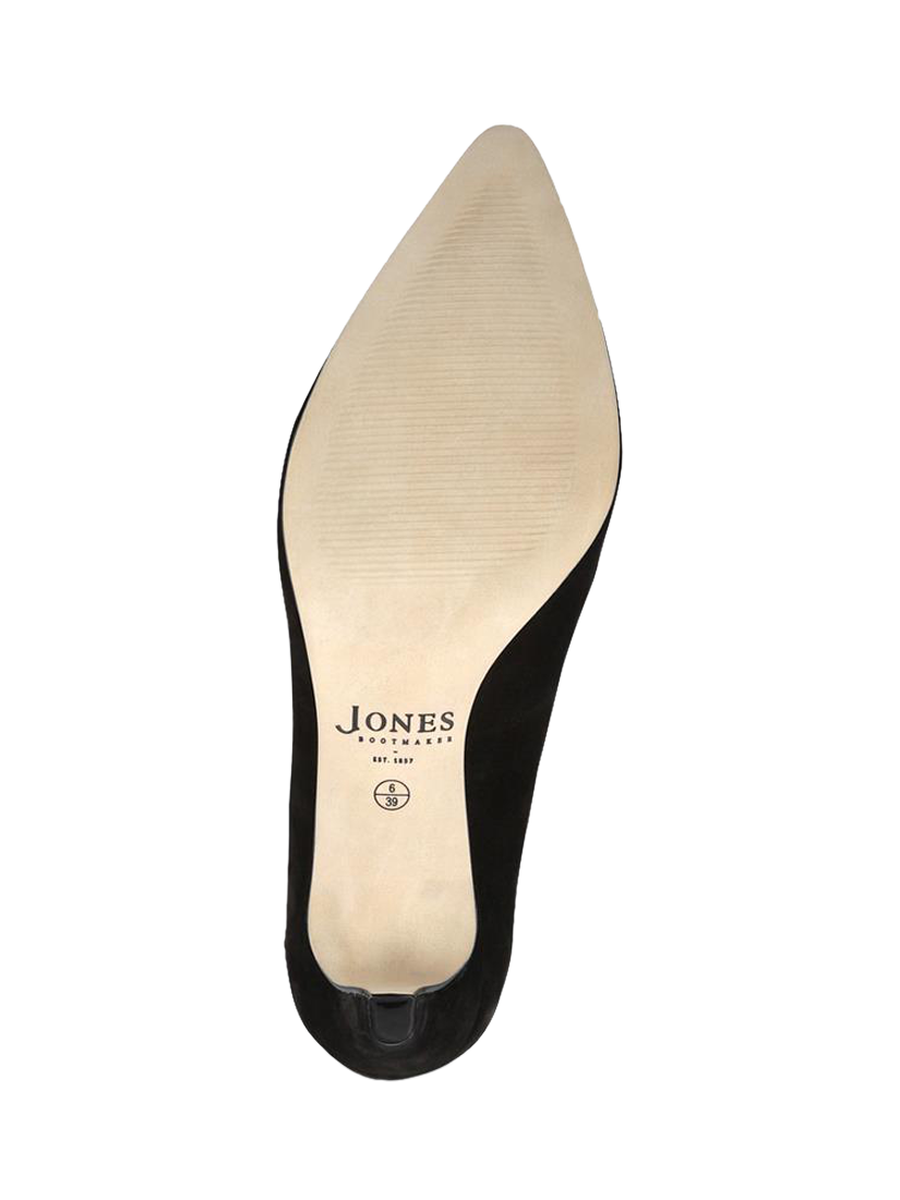 Product image 6 of 6, which shows Jones Bootmaker Xena Nubuck Stiletto Heel Court Shoes, Black, 6.5