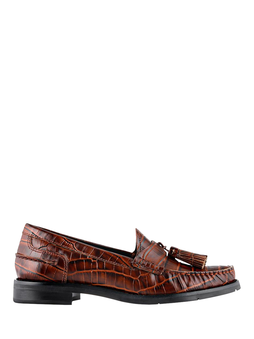 Product image 1 of 6, which shows Jones Bootmaker Tiffany Leather Croc Moccasins, Brown, 3