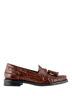 Jones Bootmaker Tiffany Leather Croc Moccasins, Brown