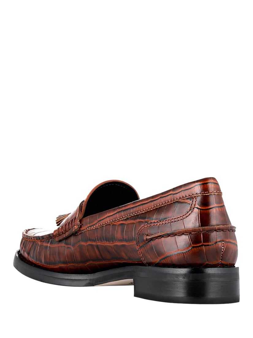 Product image 4 of 6, which shows Jones Bootmaker Tiffany Leather Croc Moccasins, Brown, 3