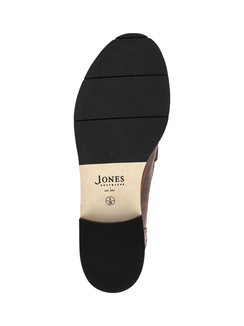 Product image 6 of 6, which shows Jones Bootmaker Tiffany Leather Croc Moccasins, Brown, 3