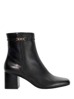 Dune London Oaklee Side Buckle Block Leather Boots, Black