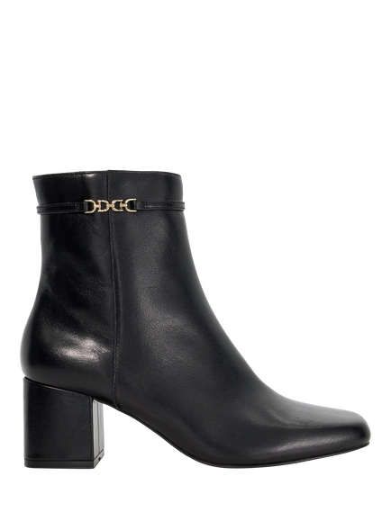 Dune London Oaklee Side Buckle Block Leather Boots, Black