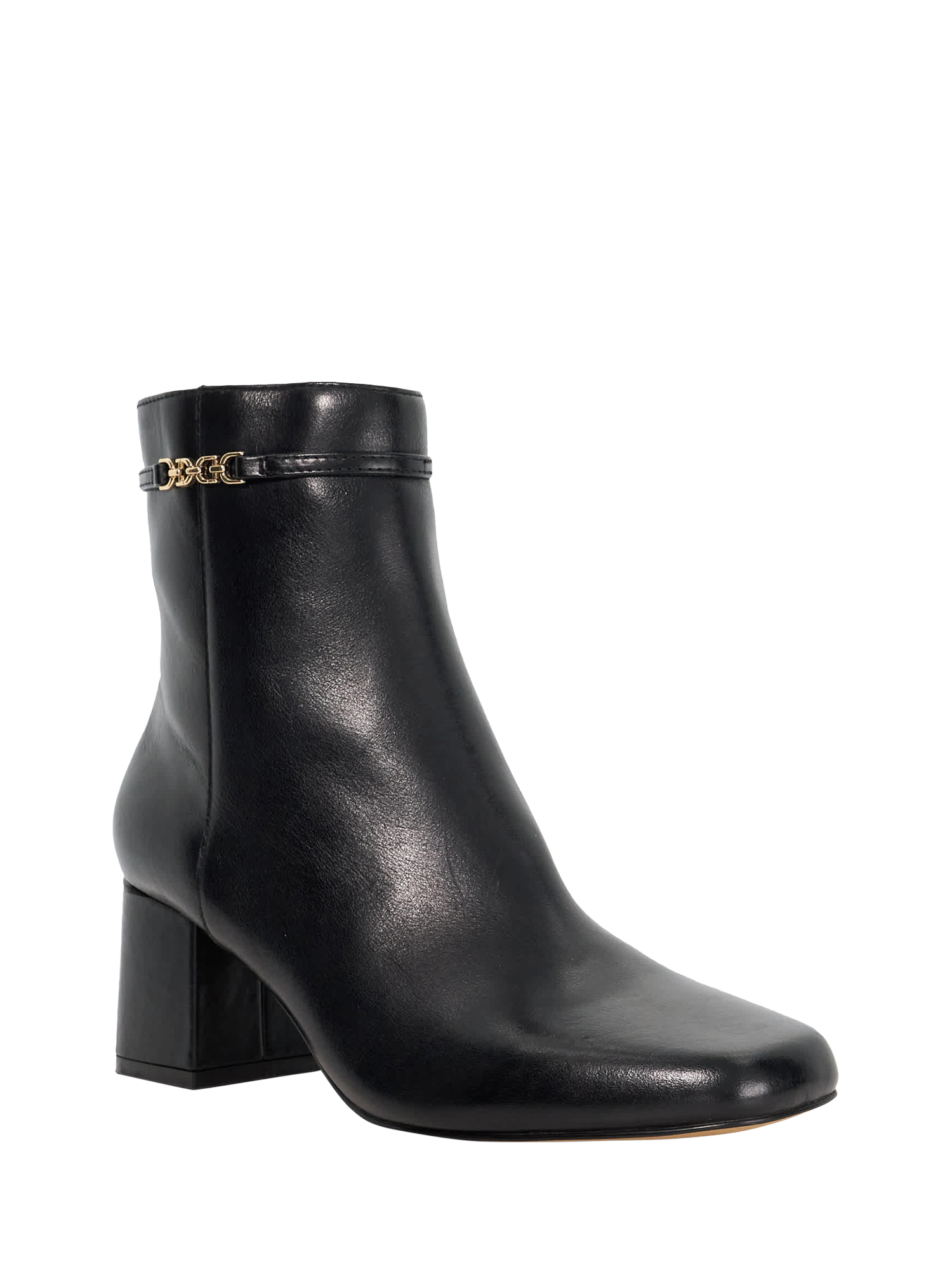Product image 4 of 6, which shows Dune London Oaklee Side Buckle Block Leather Boots, Black, EU36