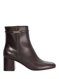 Dune London Oaklee Side Buckle Block Leather Boots, Brown