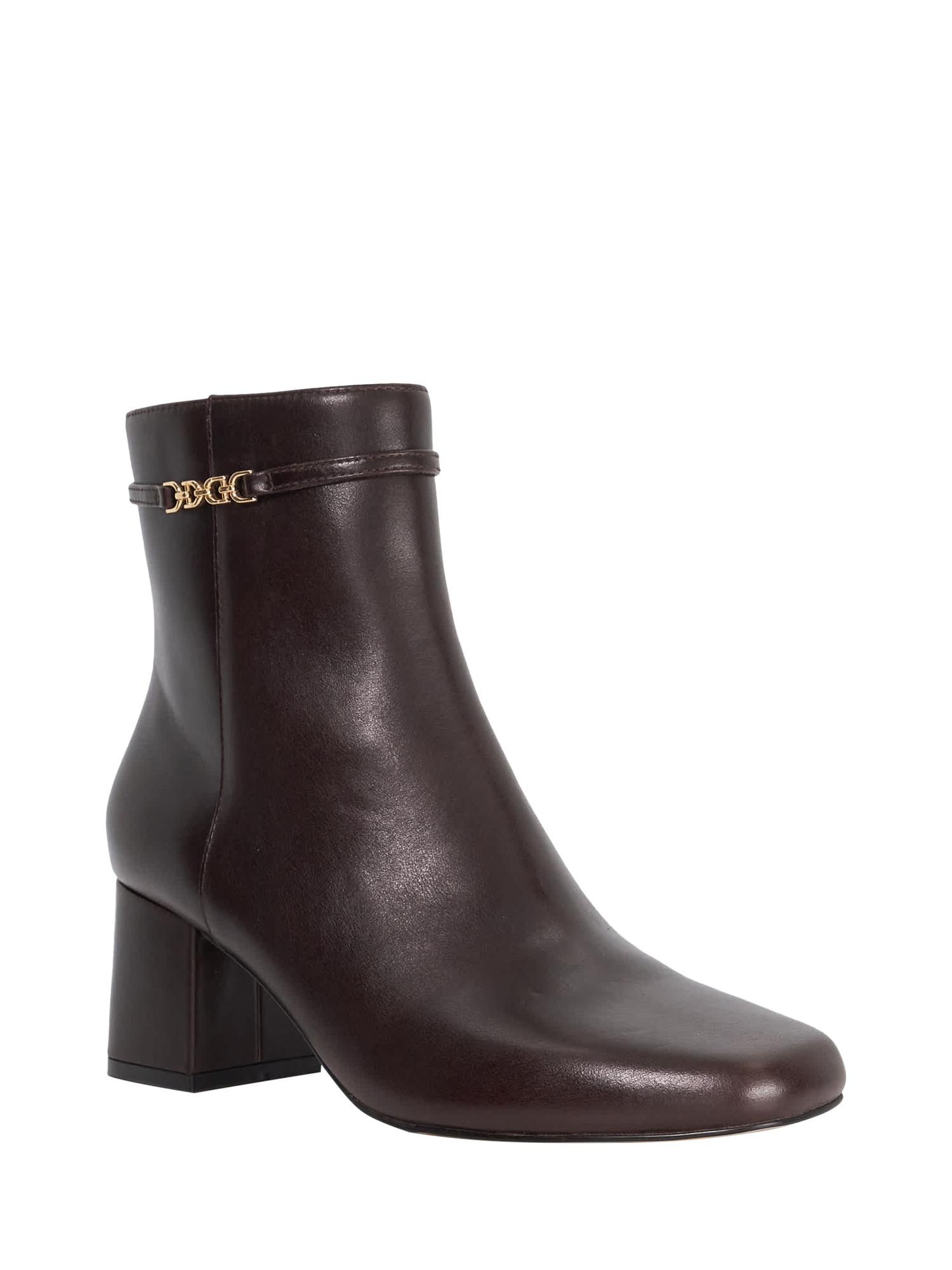 Product image 3 of 5, which shows Dune London Oaklee Side Buckle Block Leather Boots, Brown, EU36