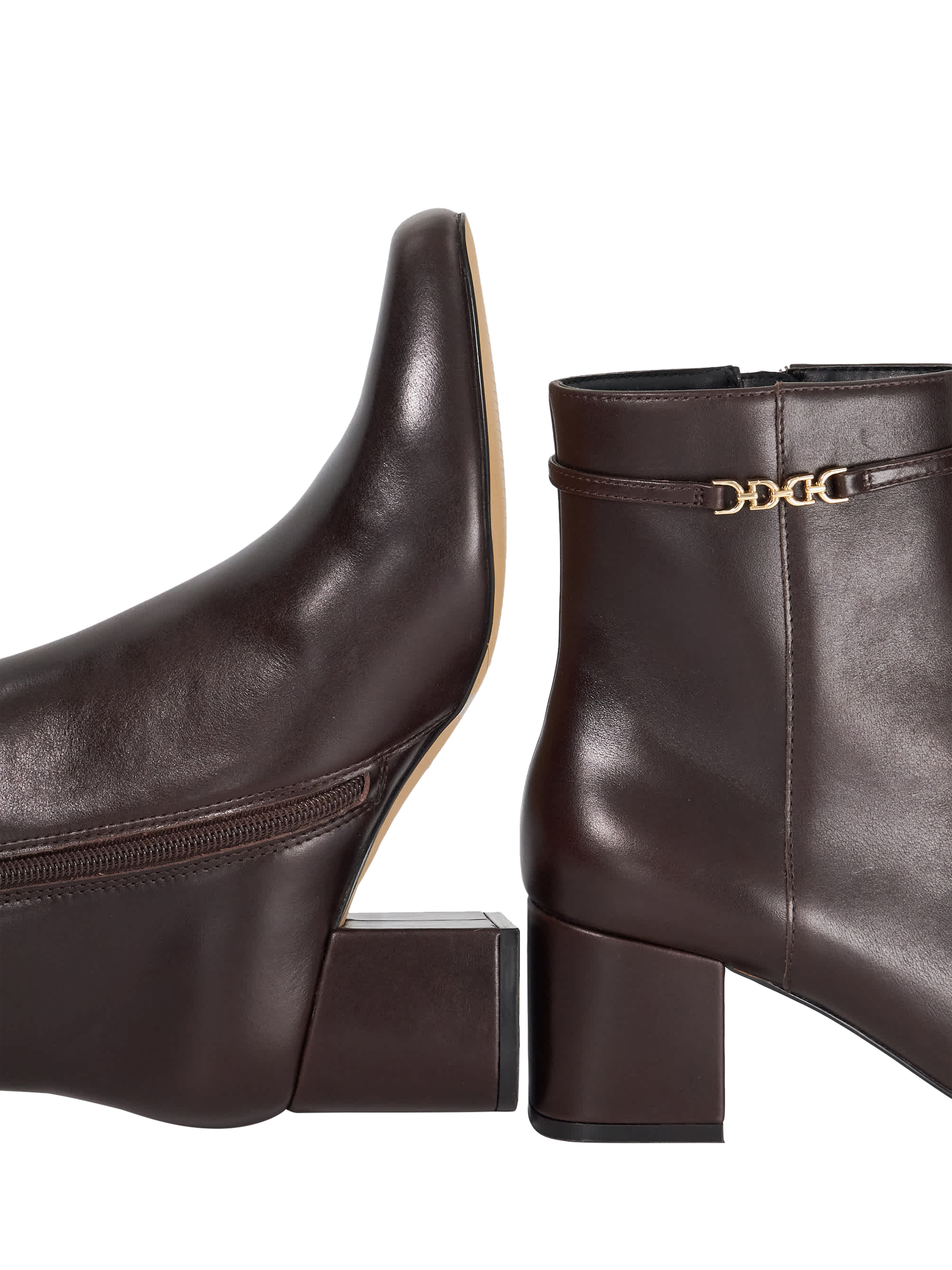 Product image 5 of 5, which shows Dune London Oaklee Side Buckle Block Leather Boots, Brown, EU36