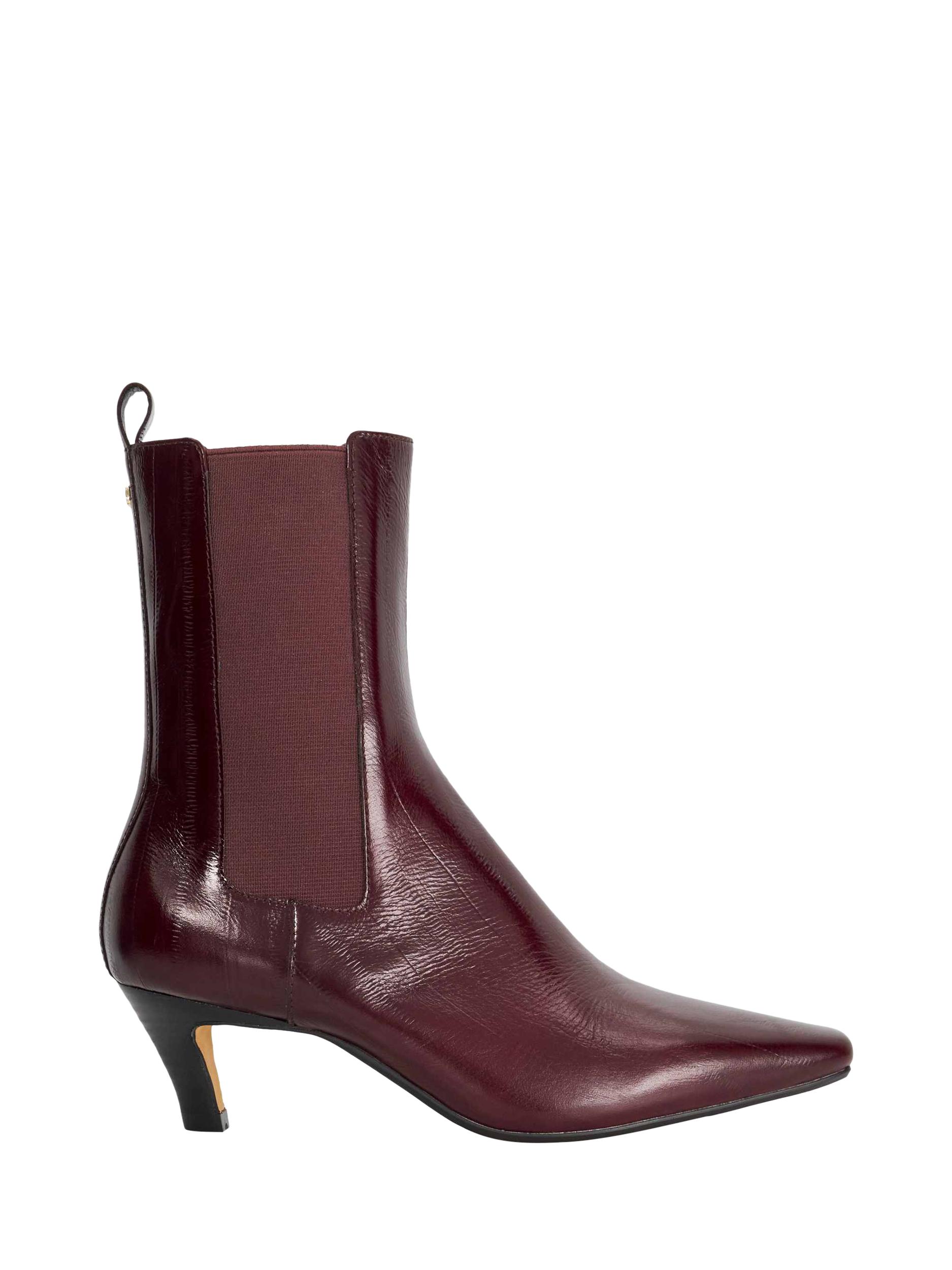 Product image 1 of 6, which shows Dune London Odele Leather Boots, Dark Red, EU36