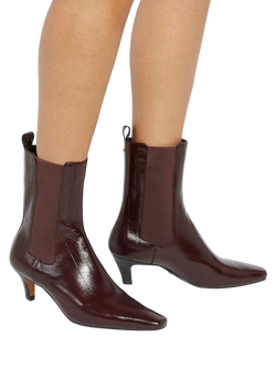 Dune London Odele Leather Boots - view 2, Dark Red