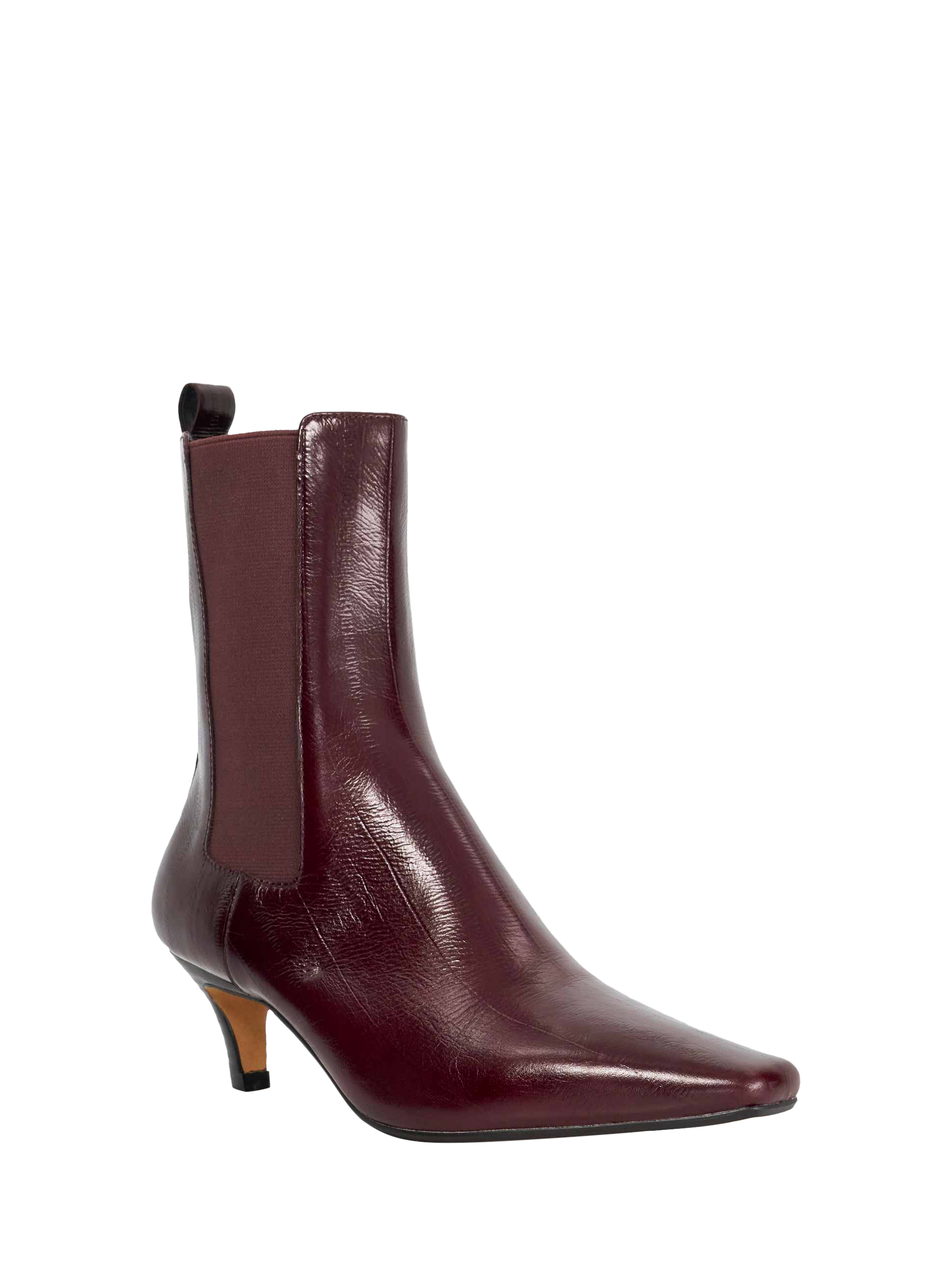Product image 4 of 6, which shows Dune London Odele Leather Boots, Dark Red, EU36