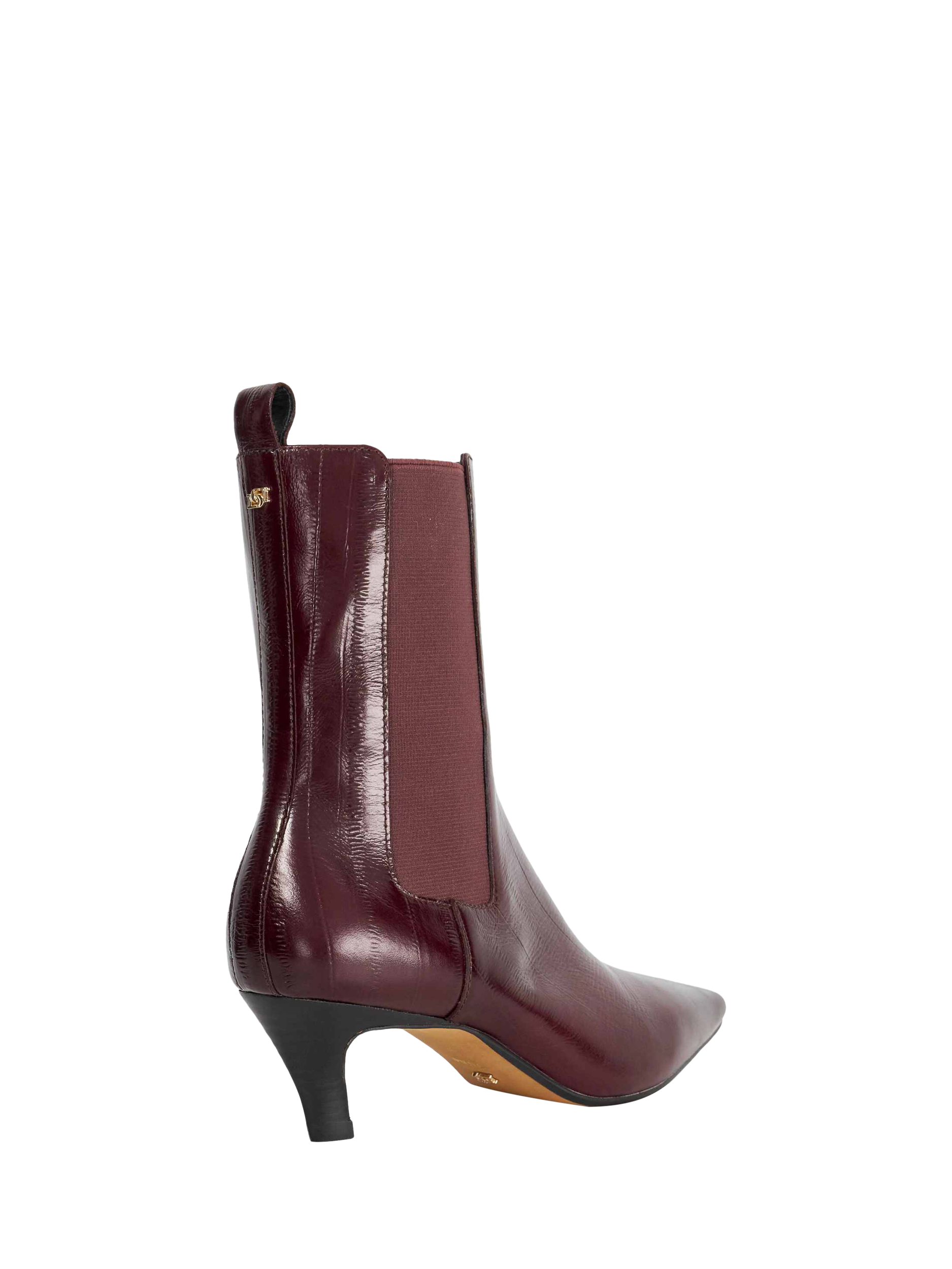 Product image 5 of 6, which shows Dune London Odele Leather Boots, Dark Red, EU36