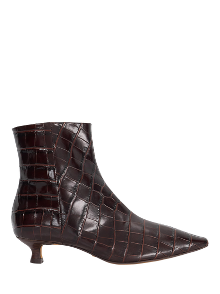 Dune London Odore Textured Leather Kitten Heel Ankle Boots, Brown, Brown