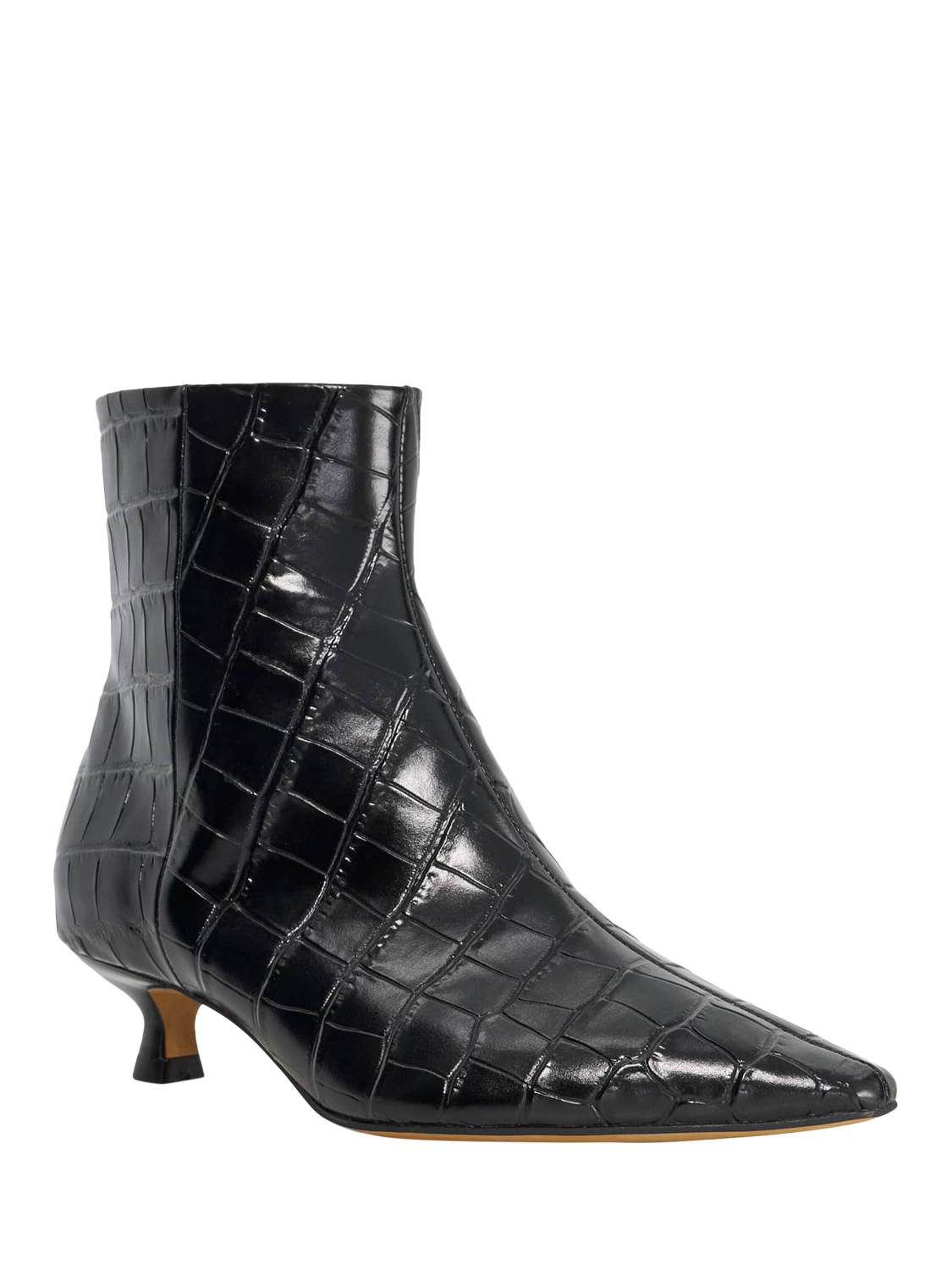 Product image 4 of 6, which shows Dune London Odore Textured Leather Kitten Heel Ankle Boots, Black, EU36