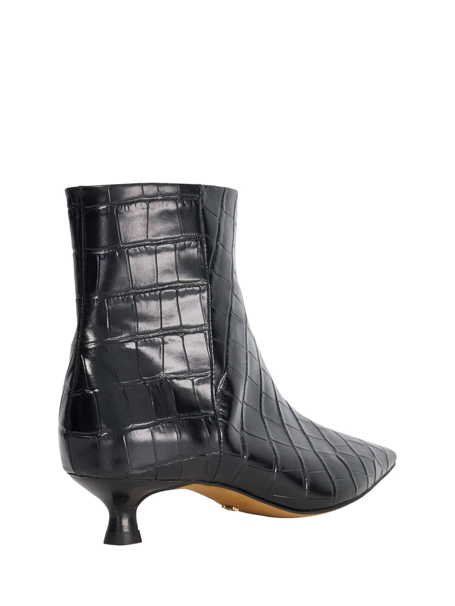 Product image 5 of 6, which shows Dune London Odore Textured Leather Kitten Heel Ankle Boots, Black, EU36