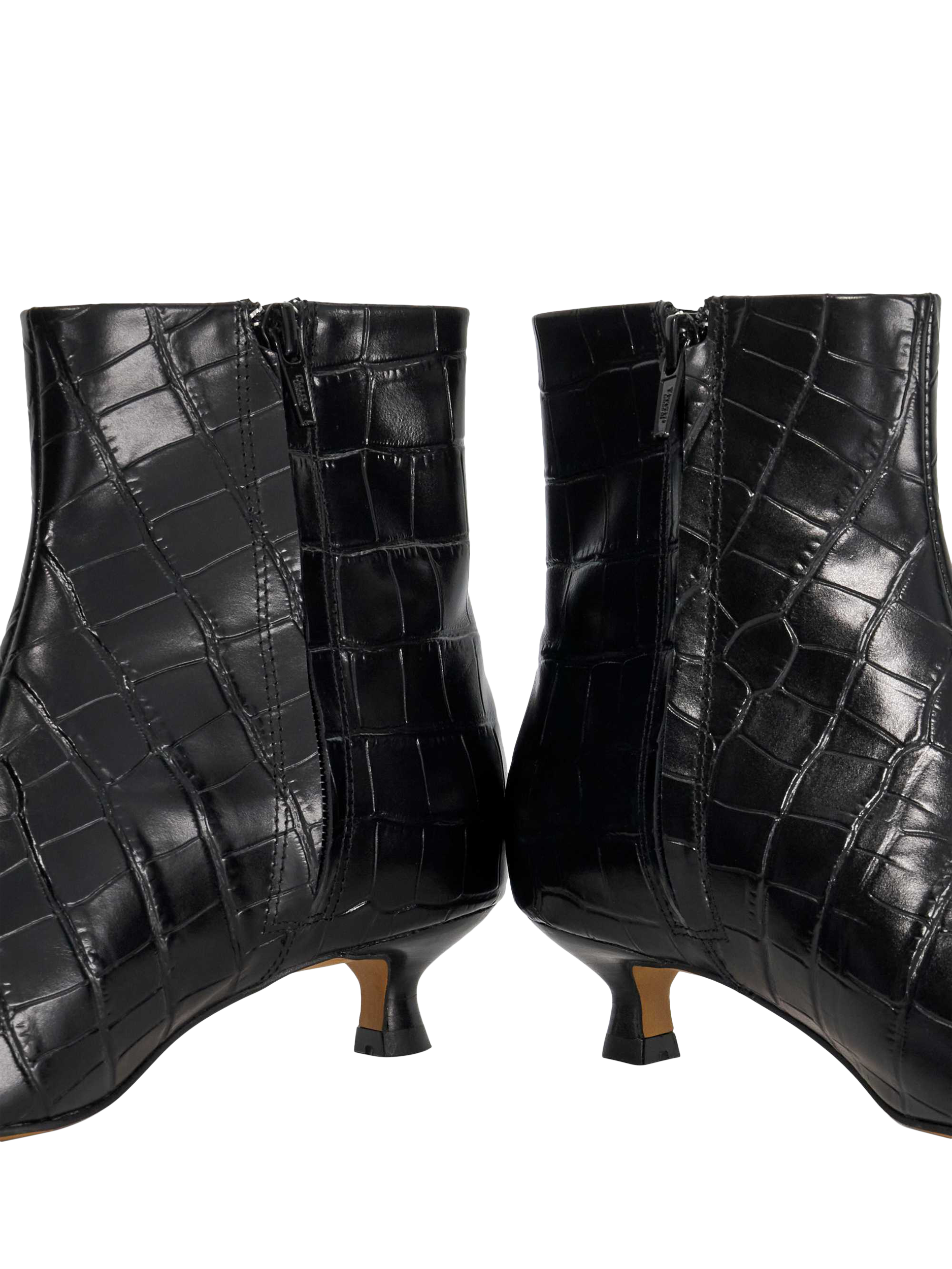 Product image 6 of 6, which shows Dune London Odore Textured Leather Kitten Heel Ankle Boots, Black, EU36