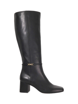 Dune London Sanna Leather Knee High Boots, Black, Black