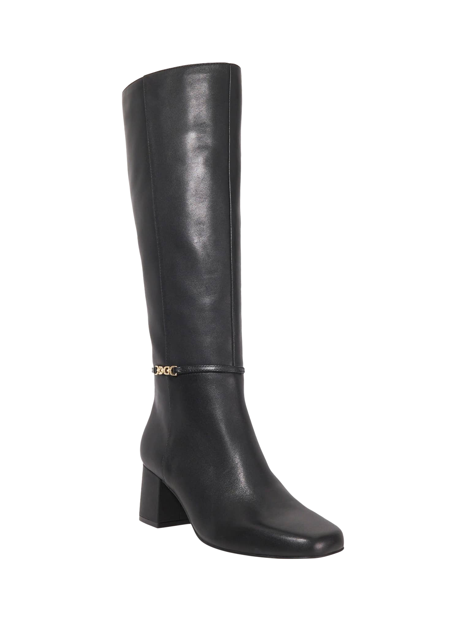 Product image 4 of 6, which shows Dune London Sanna Leather Knee High Boots, Black, EU36
