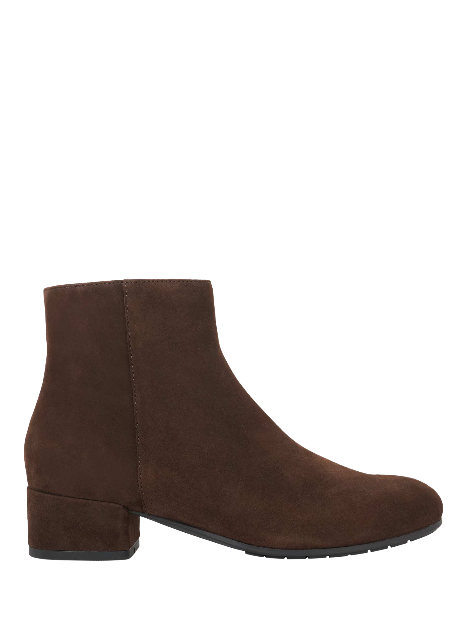 Product image 1 of 5, which shows Dune London Pippie Suede Block Heel Ankle Boots, Brown, 36