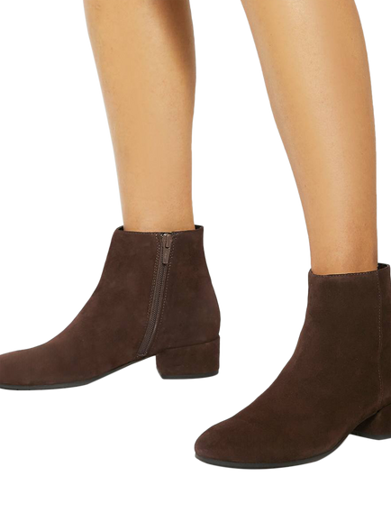 Dune London Pippie Suede Block Heel Ankle Boots - view 2, Brown