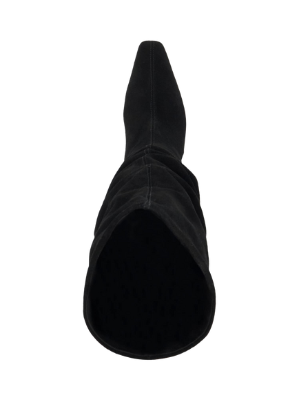 Dune Saunders Suede Ruched Knee High Boots - view 2, Black