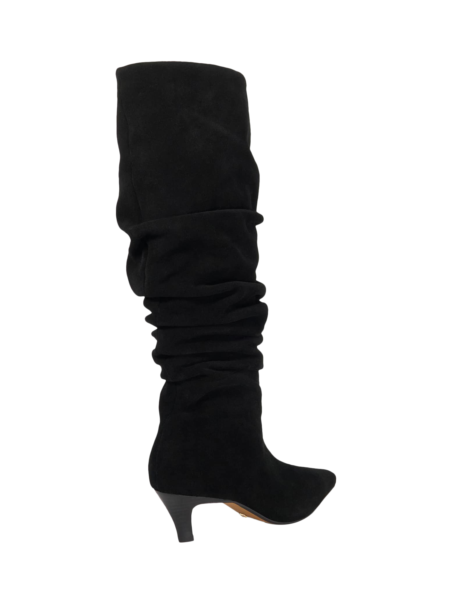 Product image 4 of 5, which shows Dune Saunders Suede Ruched Knee High Boots, Black, EU36