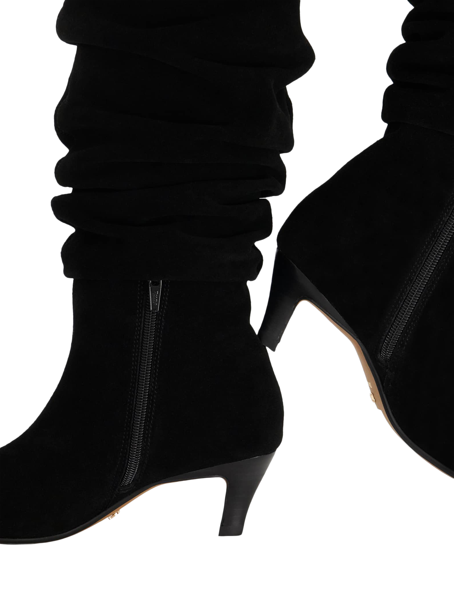 Product image 5 of 5, which shows Dune Saunders Suede Ruched Knee High Boots, Black, EU36