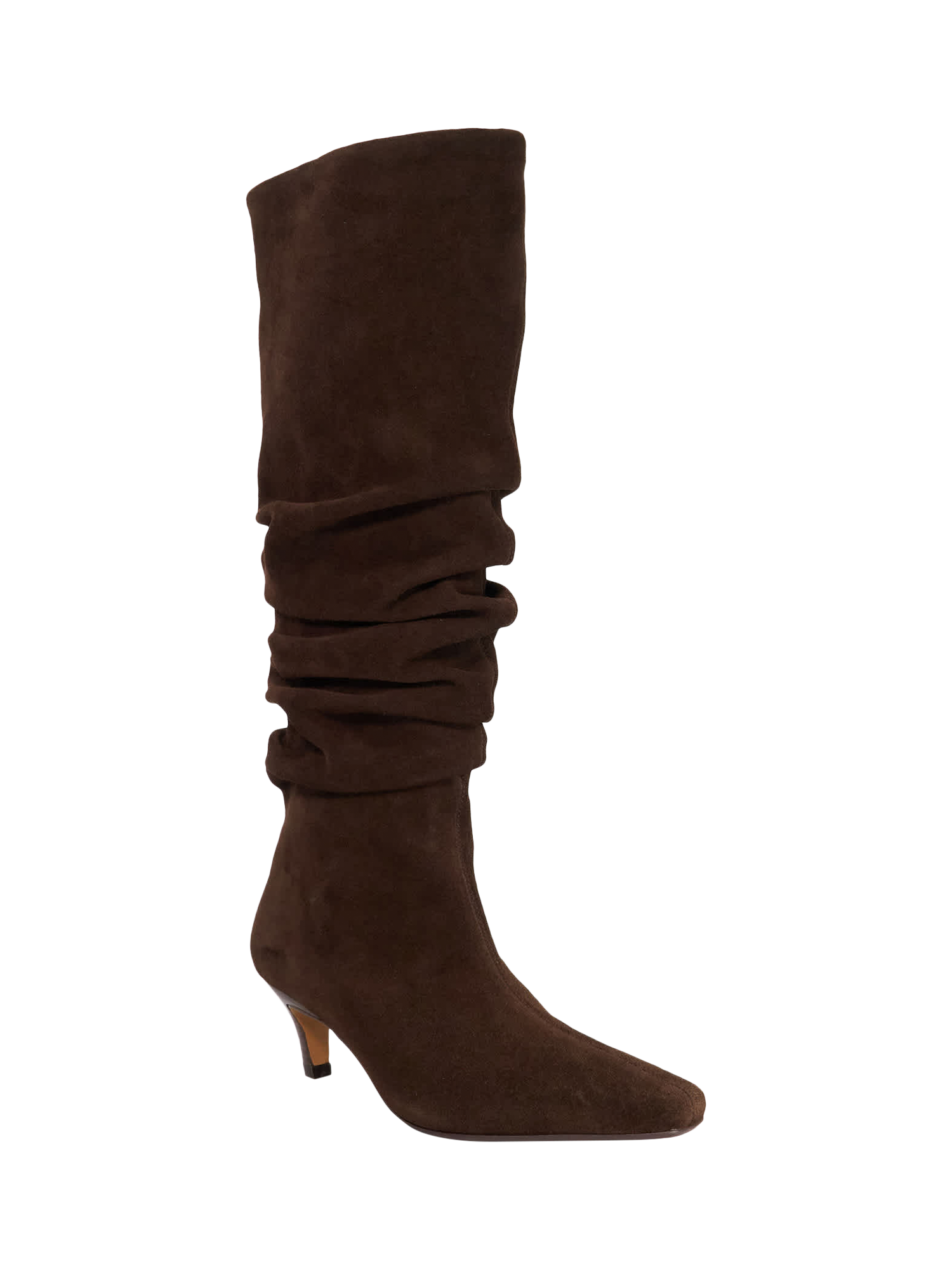 Product image 3 of 5, which shows Dune Saunders Suede Ruched Knee High Boots, Brown, EU36
