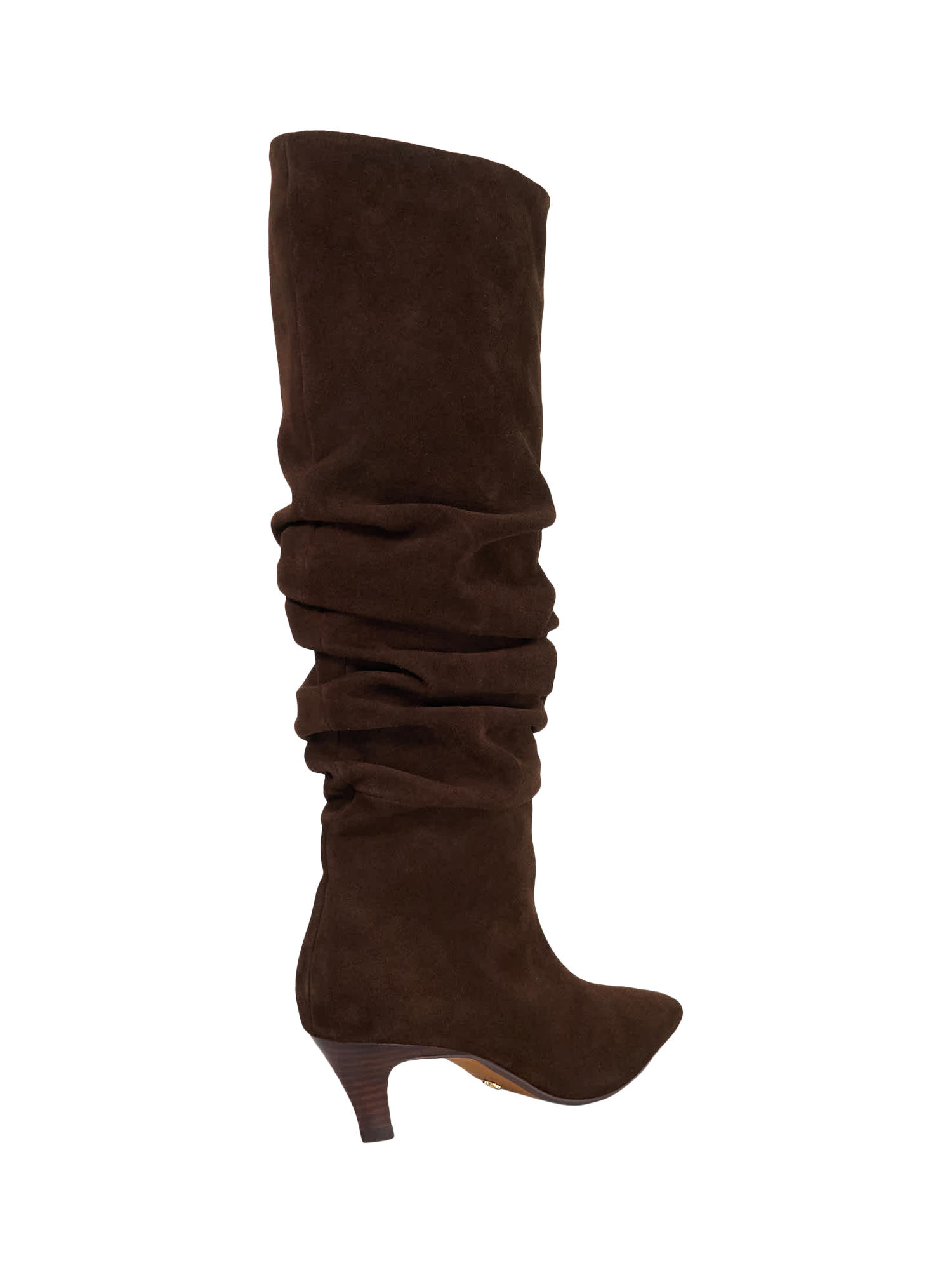 Product image 4 of 5, which shows Dune Saunders Suede Ruched Knee High Boots, Brown, EU36